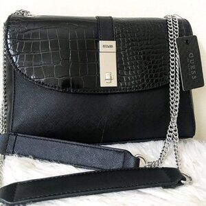 Guess Snakeskin Nightingale Chain Strap Purse NWT